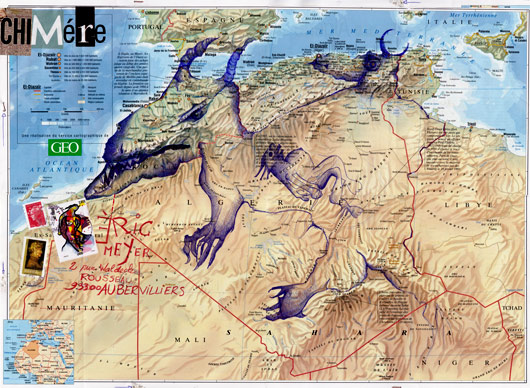 eric meyer, art posté, art postal, tunisie, dessin contemporain, figuration, chimère, didier gosselin, feutres poscas, peinture, dessin