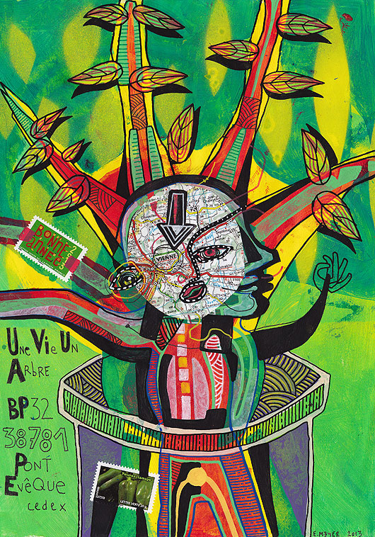 eric meyer, art postal, mail art, une vie un arbre, dessin contemporain