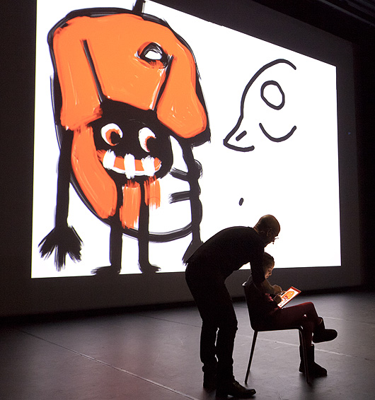eric meyer, peinture numérique, iPad, peinture digitale, pompidou, beaubourg, secours populaire, seine saint-denis, 93, peintre, performance