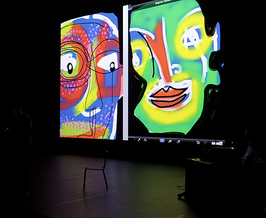 eric meyer, peinture numérique, iPad, peinture digitale, pompidou, beaubourg, secours populaire, seine saint-denis, 93, peintre, performance